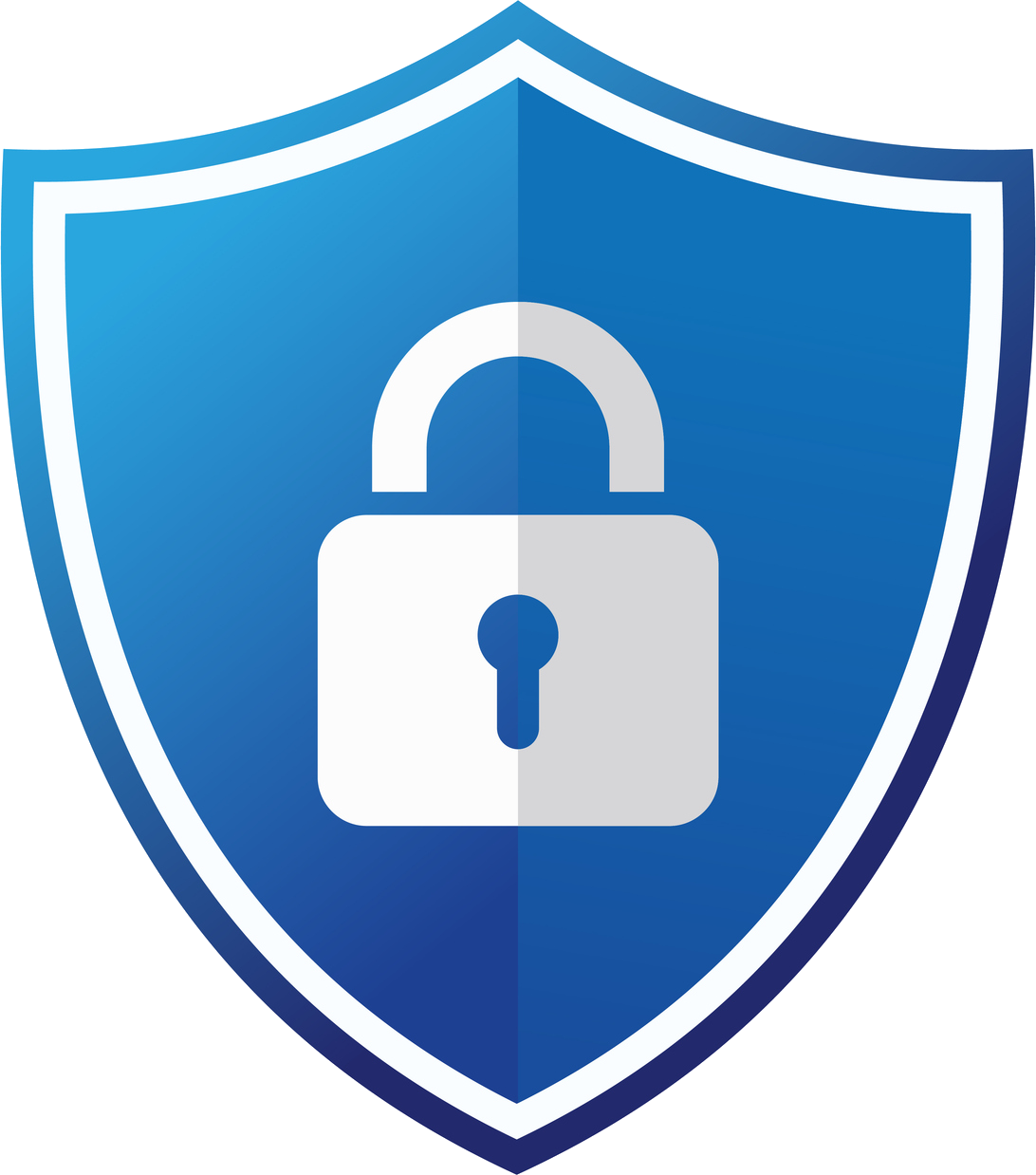 Lock on blue shield for cybersecurity