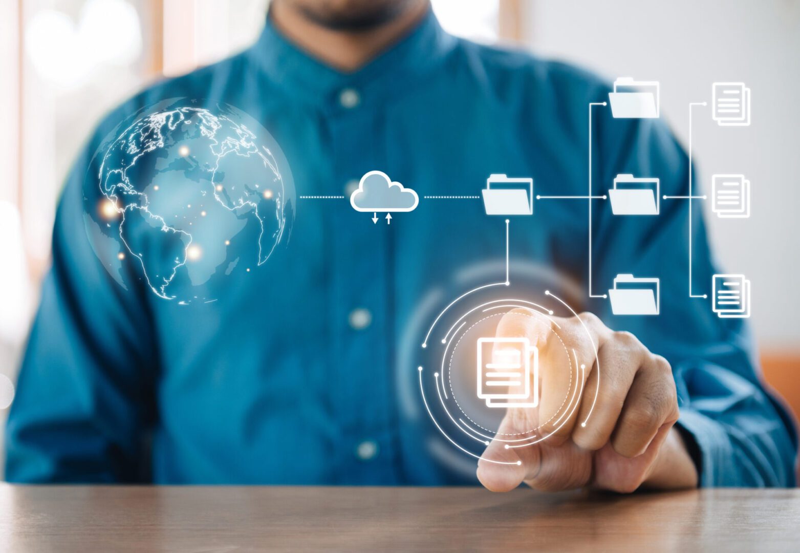 Digital file management concept with cloud network